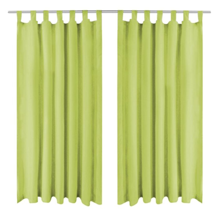 Rideau occultant avec boucles 2 pcs 140 x 225 cm Vert – Image 1