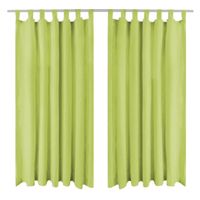 Rideau occultant avec boucles 2 pcs 140 x 245 cm Vert – Image 1
