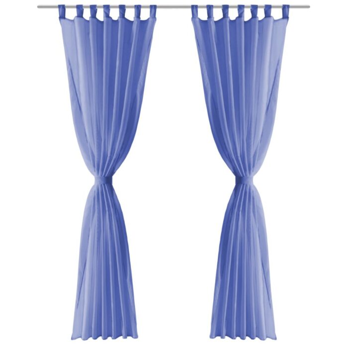 Rideau occultant 2 pcs Voile 140 x 225 cm Bleu royal – Image 2