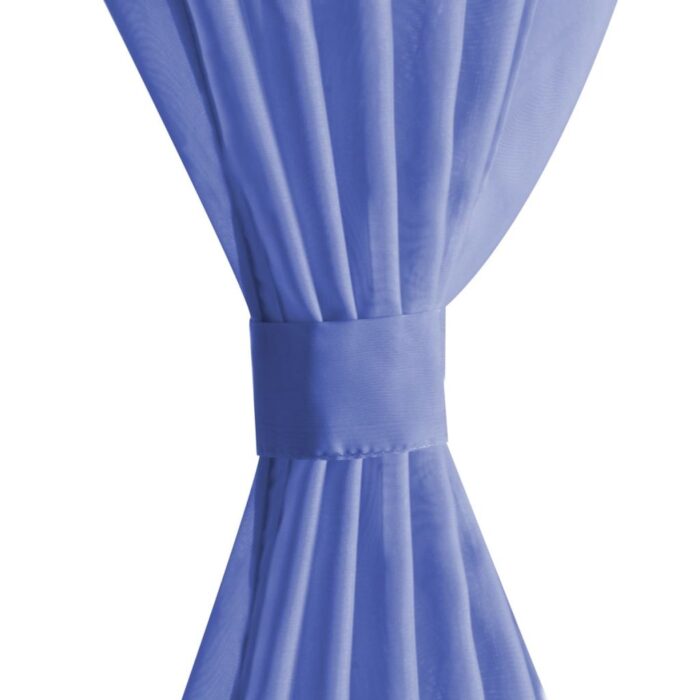 Rideau occultant 2 pcs Voile 140 x 225 cm Bleu royal – Image 4