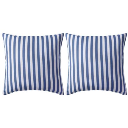 Oreiller d'extérieur lot de 2 Impression rayure 45 x 45 cm Bleu