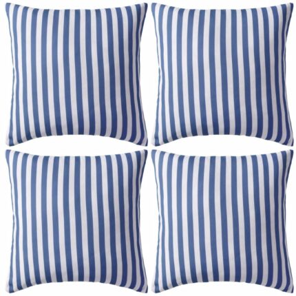Oreiller d'extérieur 4 pcs Impression rayure 45 x 45 cm Bleu