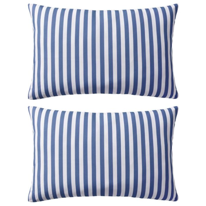 VXL8718475517344_a_en_hd_1.jpg Oreiller d'extérieur lot de 2 Impression rayure 60 x 40 cm Bleu – Image 1