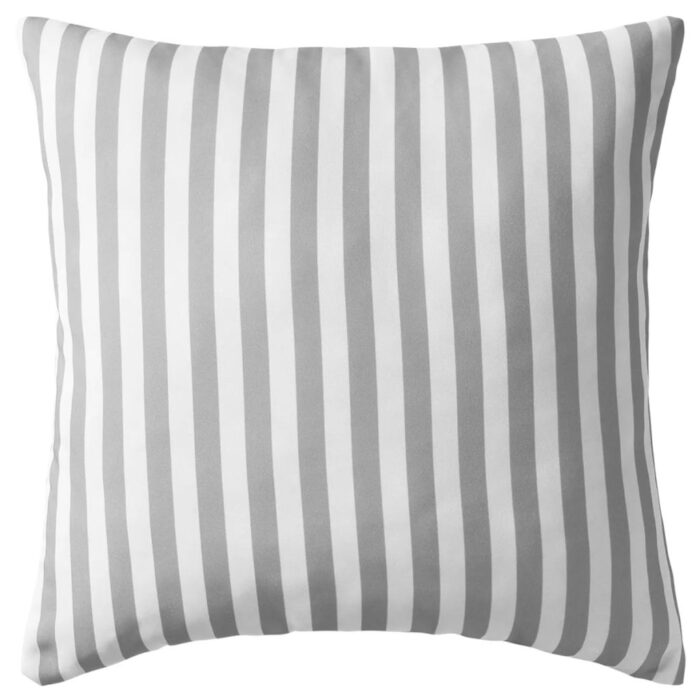 Oreiller d'extérieur lot de 2 Impression rayure 45 x 45 cm Gris – Image 2