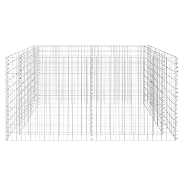 Lit surélevé à gabion Acier 180 x 90 x 100 cm Argenté – Image 2