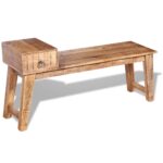 Banc avec tiroir Bois de manguier massif 120x36x60 cm