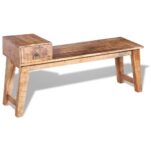 Banc avec tiroir Bois de manguier massif 120x36x60 cm – Image 2