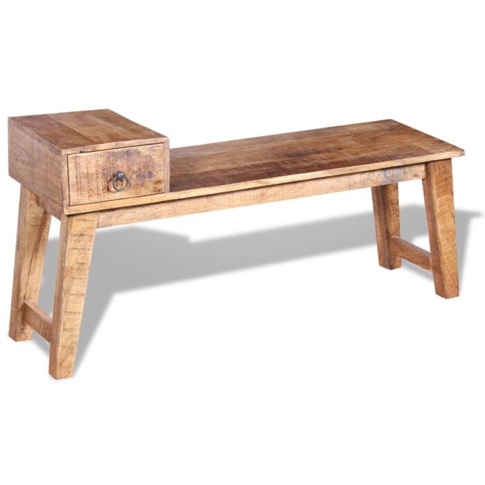 Banc avec tiroir Bois de manguier massif 120x36x60 cm – Image 2