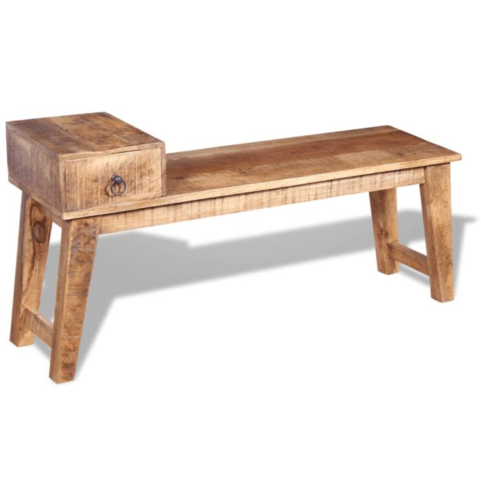 Banc avec tiroir Bois de manguier massif 120x36x60 cm – Image 4