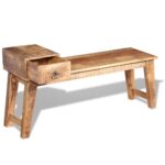 Banc avec tiroir Bois de manguier massif 120x36x60 cm – Image 5