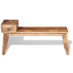 Banc avec tiroir Bois de manguier massif 120x36x60 cm – Image 6