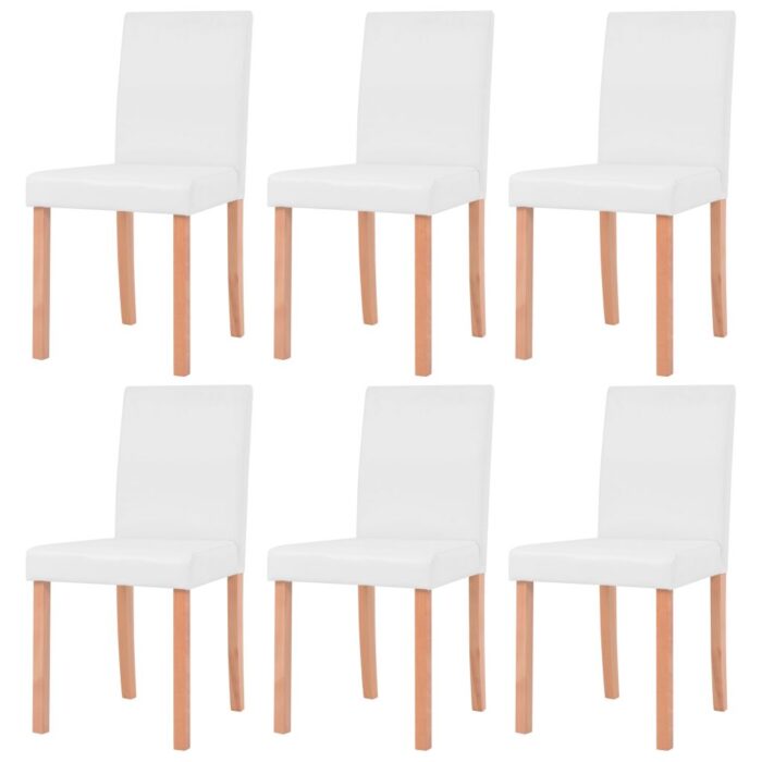 Table et chaises 7 pcs Cuir synthétique Chêne Couleur crème – Image 3