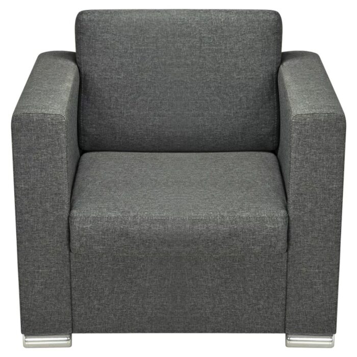 Fauteuil gris foncé tissu – Image 2