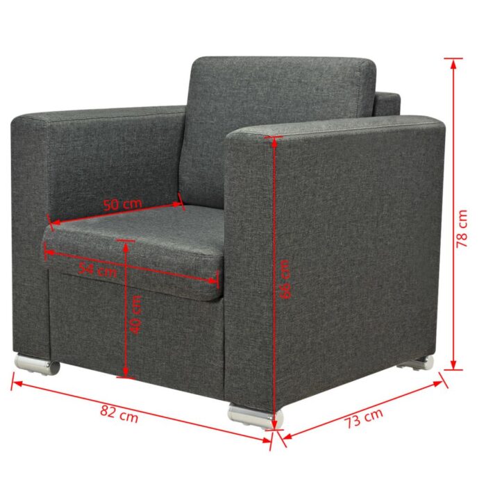 Fauteuil gris foncé tissu – Image 5