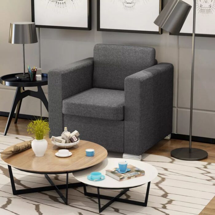 Fauteuil gris foncé tissu – Image 1