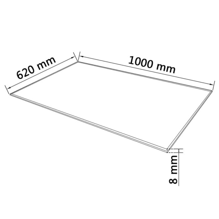 Dessus de table rectangulaire en verre trempé 1000 x 620 mm – Image 3