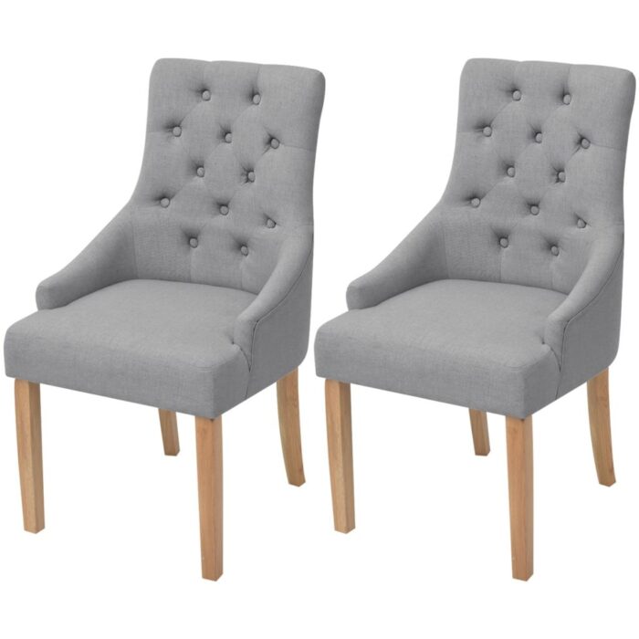 Chaises à manger lot de 2 gris clair tissu – Image 1
