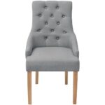 Chaises à manger lot de 2 gris clair tissu – Image 3