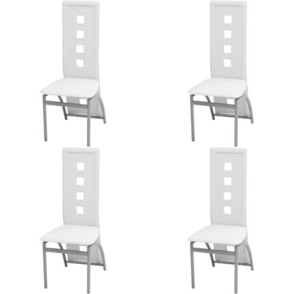 Chaises à manger lot de 4 blanc similicuir