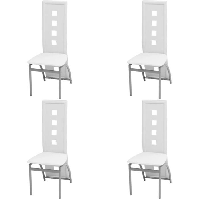 Chaises à manger lot de 4 blanc similicuir – Image 1