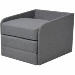 Fauteuil convertible gris clair tissu – Image 2