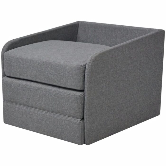 Fauteuil convertible gris clair tissu – Image 2