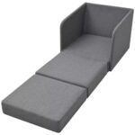 Fauteuil convertible gris clair tissu – Image 3