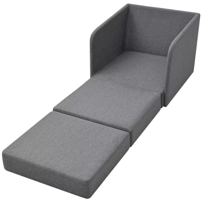 Fauteuil convertible gris clair tissu – Image 3
