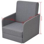 Fauteuil convertible gris clair tissu – Image 5