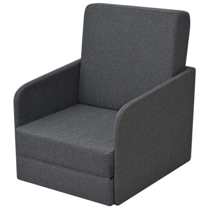 Fauteuil convertible gris foncé tissu – Image 1