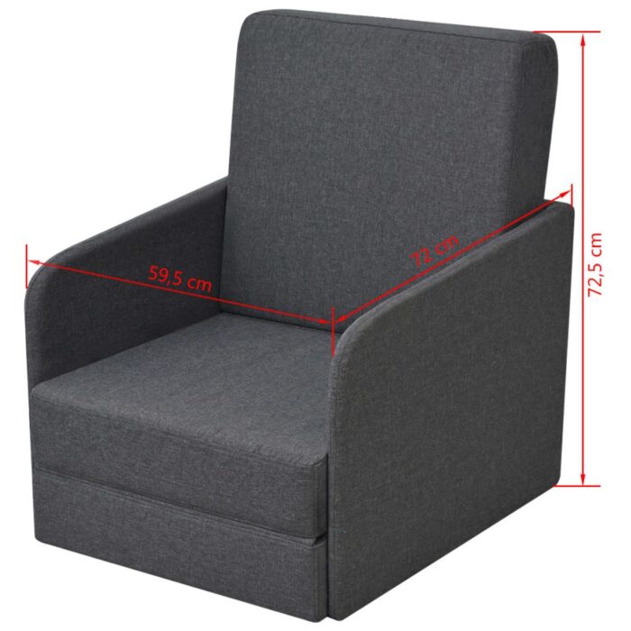 Fauteuil convertible gris foncé tissu – Image 5
