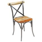 Chaises à manger lot de 2 bois de récupération solide – Image 4