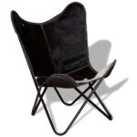Chaise papillon noir et blanc cuir de vache – Image 2