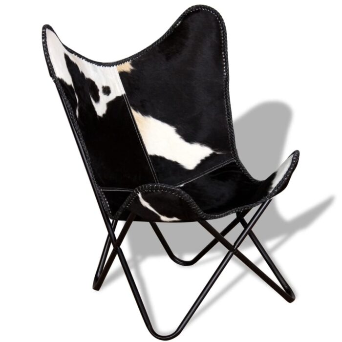 Chaise papillon noir et blanc cuir de vache – Image 3