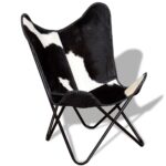 Chaise papillon noir et blanc cuir de vache – Image 4