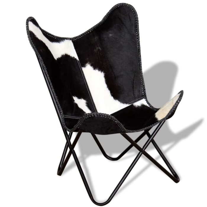 Chaise papillon noir et blanc cuir de vache – Image 4