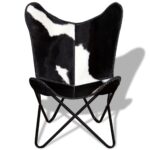 Chaise papillon noir et blanc cuir de vache – Image 5