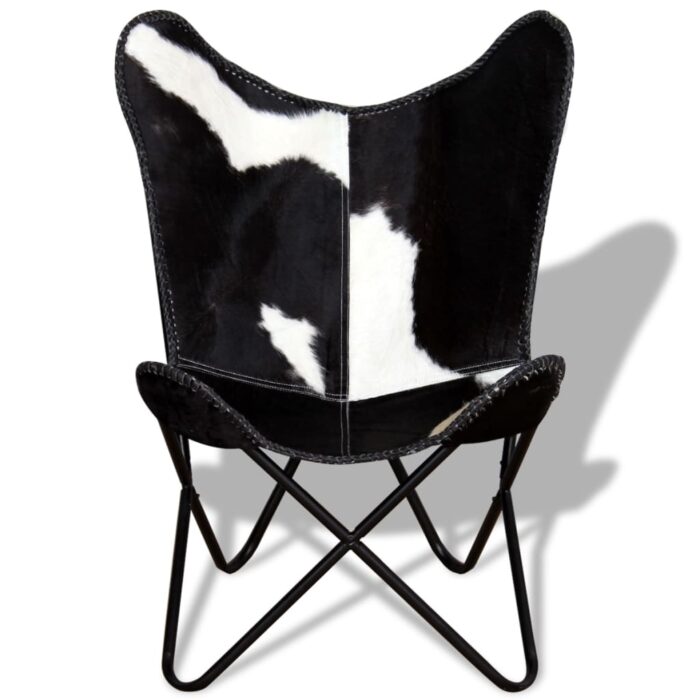 Chaise papillon noir et blanc cuir de vache – Image 5