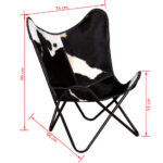 Chaise papillon noir et blanc cuir de vache – Image 7
