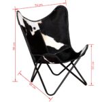 Chaise papillon noir et blanc cuir de vache – Image 8