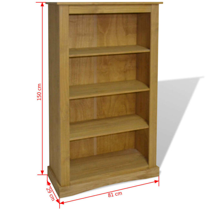 Bibliothèque 4 niveaux Gamme Corona Pin mexicain 80x29x150 cm – Image 5