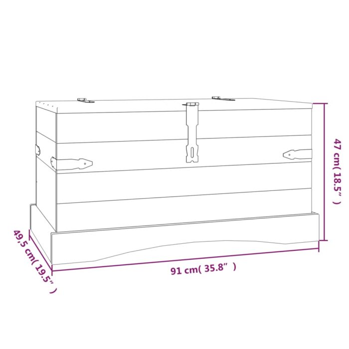 Coffre de rangement Pin mexicain Gamme Corona 91x49,5x47 cm – Image 4
