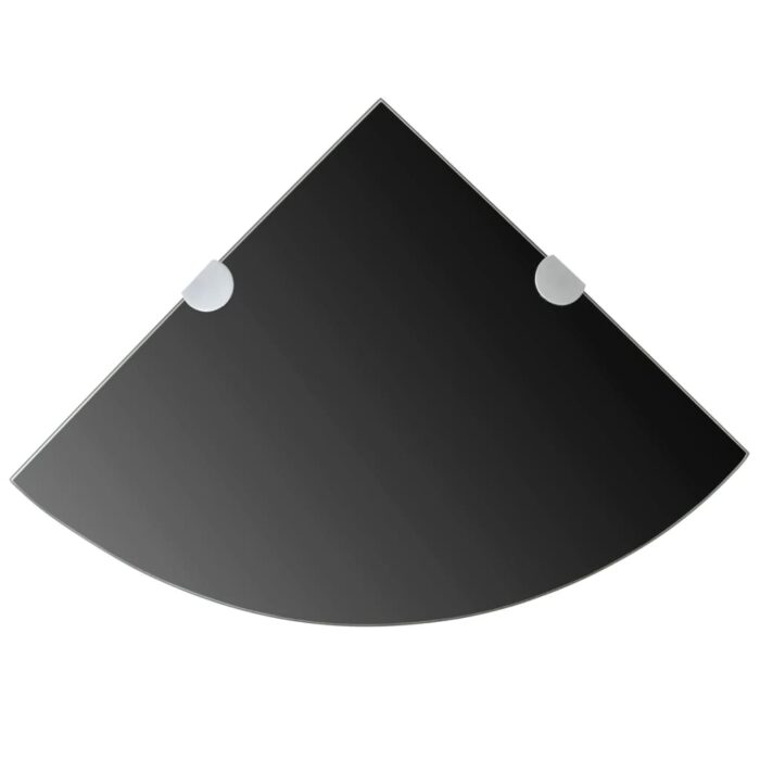 Étagère de coin avec supports chromés Verre Noir 25 x 25 cm – Image 1