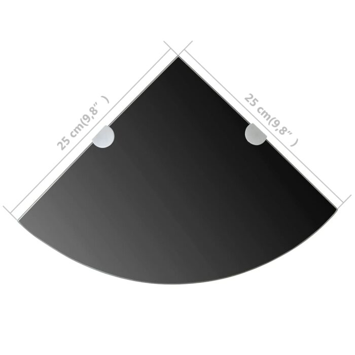 Étagère de coin avec supports chromés Verre Noir 25 x 25 cm – Image 5