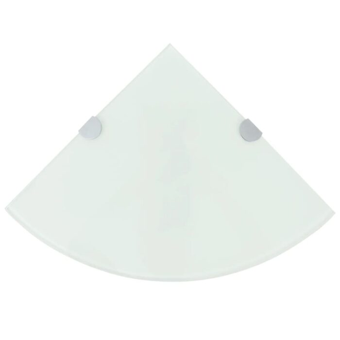 Étagère de coin avec supports chromés Verre Blanc 25 x 25 cm – Image 1