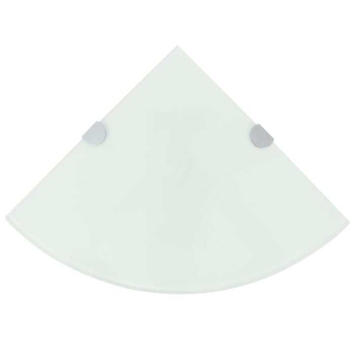 Étagère de coin avec supports chromés Verre Blanc 35 x 35 cm – Image 1