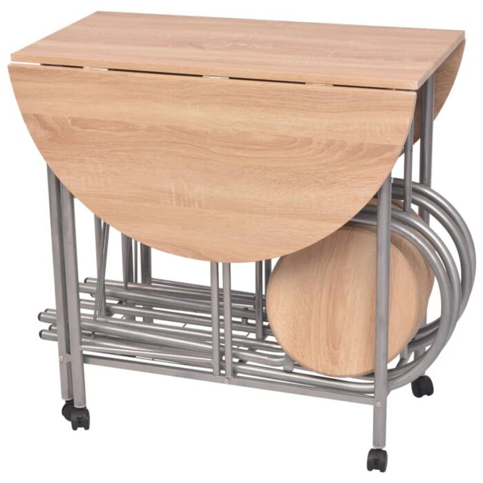 Ensemble de salle à manger pliable 5 pièces MDF – Image 3