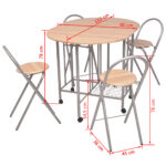 Ensemble de salle à manger pliable 5 pièces MDF – Image 4