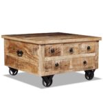 Table basse Bois de manguier brut 70 x 70 x 40 cm – Image 3