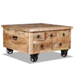 Table basse Bois de manguier brut 70 x 70 x 40 cm – Image 5